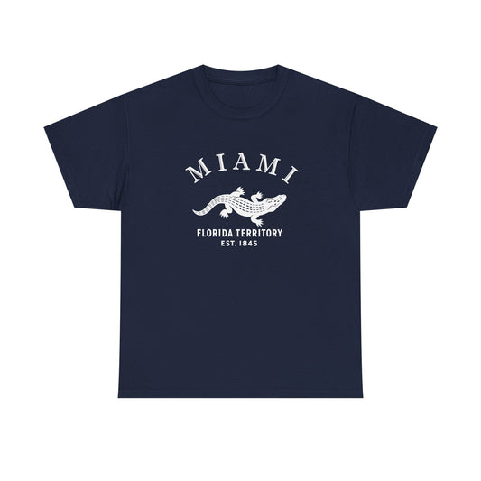Miami Florida Vintage Retro Unisex Heavy Cotton Tee - White Logo