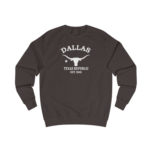 Dallas Texas Vintage Retro Premium Crewneck Sweatshirt - White Logo - Bottle Green