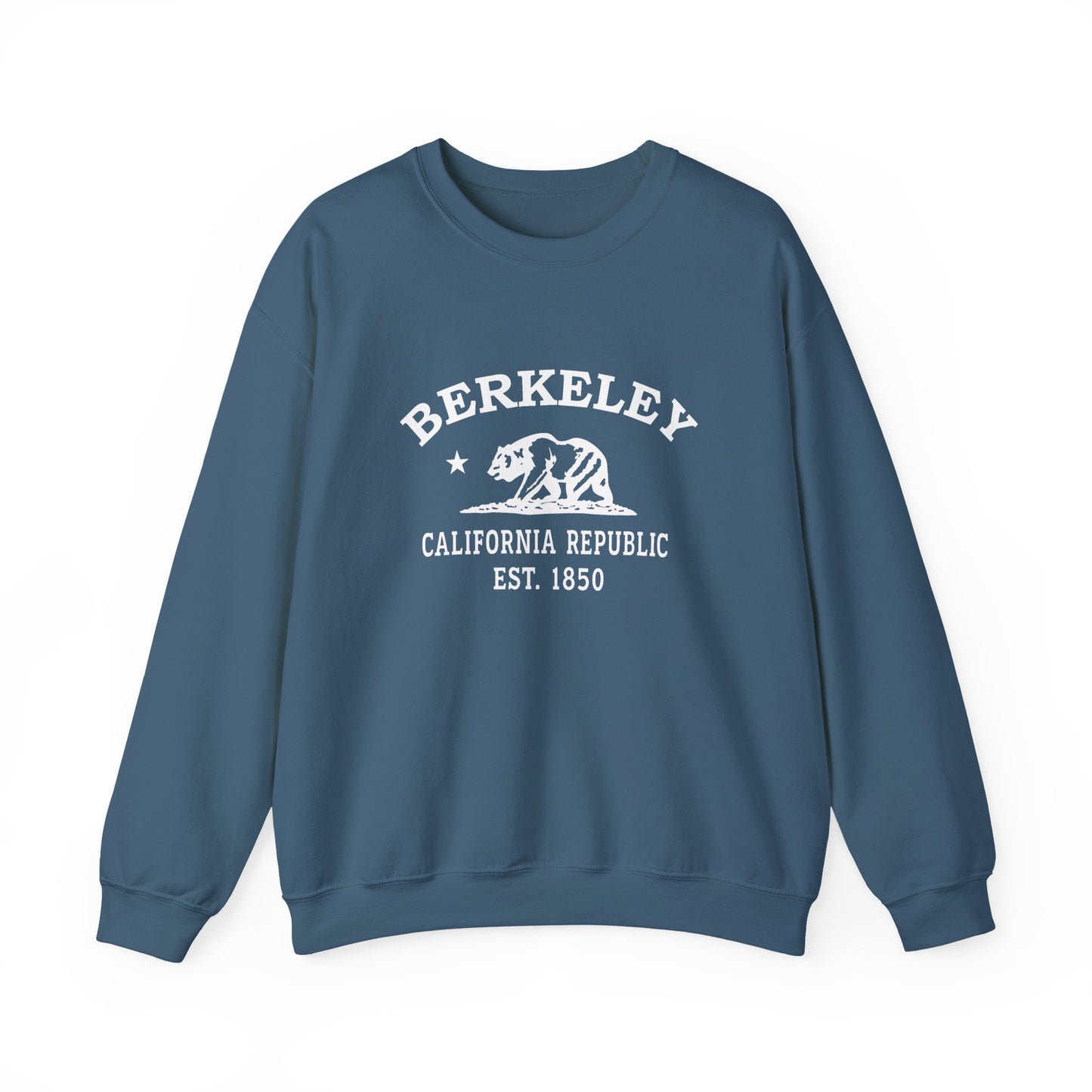 Berkeley California Vintage Retro Unisex Heavy Crewneck Sweatshirt - White Logo