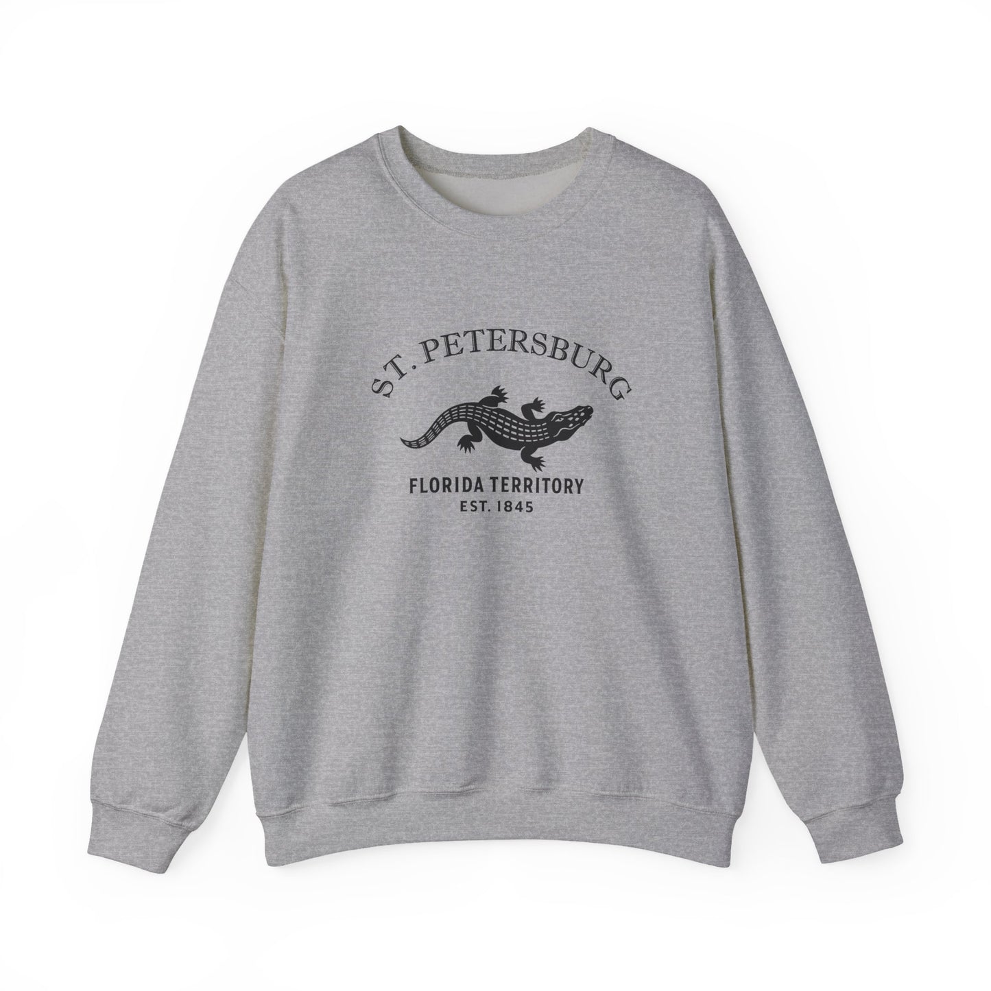 St Petersburg Florida Vintage Retro Unisex Heavy Crewneck Sweatshirt - Black Logo