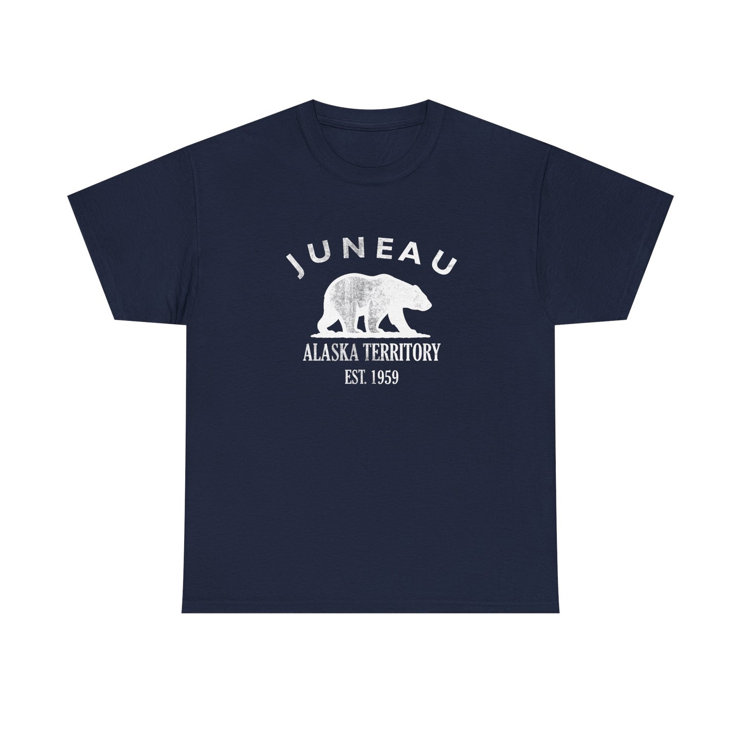 Juneau Alaska Vintage Retro Unisex Heavy Cotton Tee - White Logo