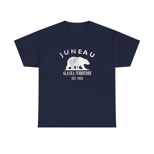 Juneau Alaska Vintage Retro Unisex Heavy Cotton Tee - White Logo