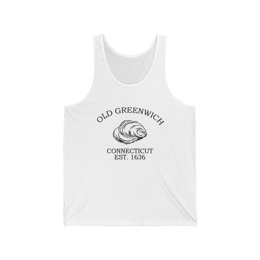 Old Greenwich Connecticut Vintage Retro Unisex Cotton Jersey Tank Top - Black Logo
