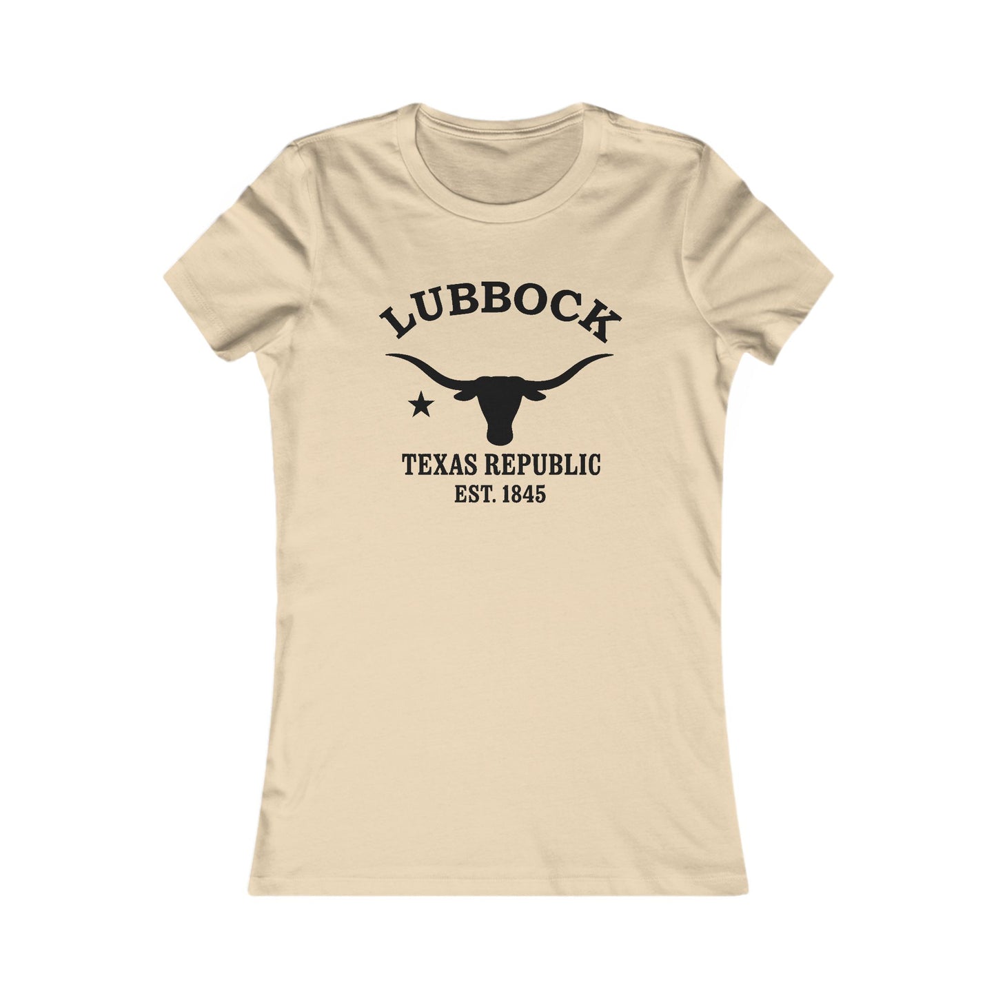 Lubbock Texas Ringspun Cotten Fitted Vintage Retro Womens Tee - Black Logo