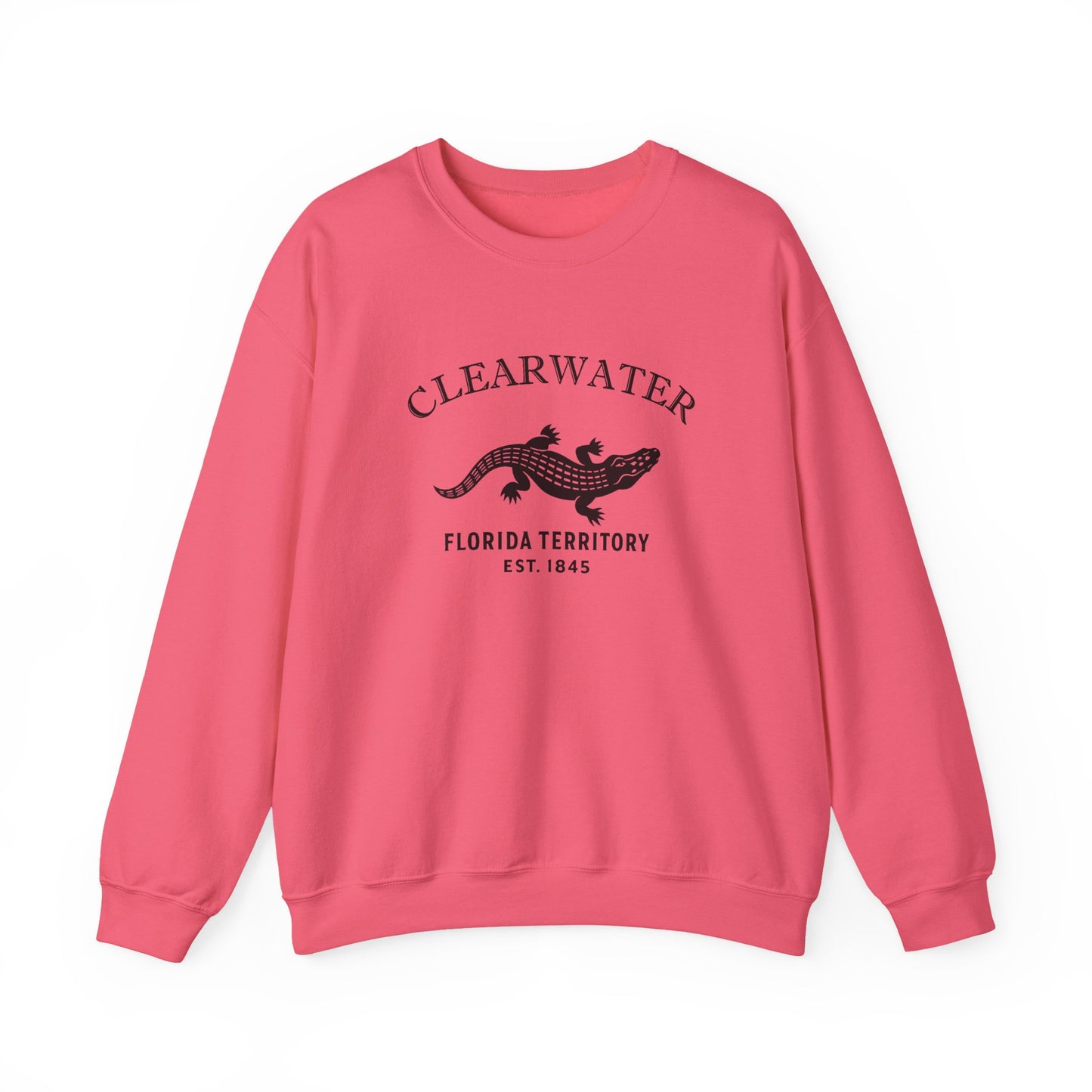 Clearwater Florida Vintage Retro Unisex Heavy Crewneck Sweatshirt - Black Logo