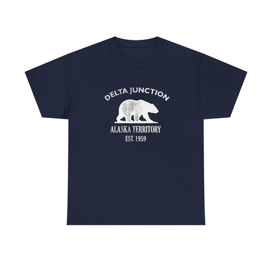 Delta Junction Alaska Vintage Retro Unisex Heavy Cotton Tee - White Logo