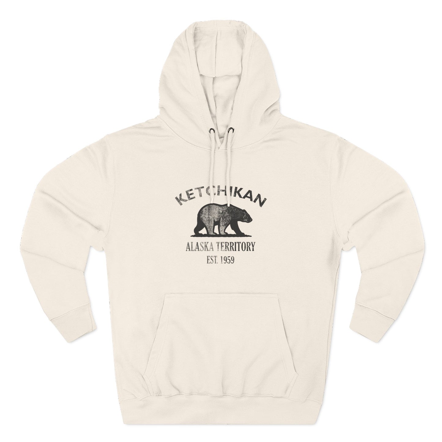 Ketchikan Alaska Vintage Retro Unisex Heavy Cotton Hoodie - Black Logo