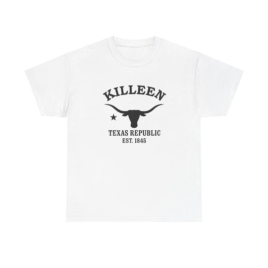 Killeen Texas Vintage Retro Unisex Heavy Cotton Tee - Black Logo