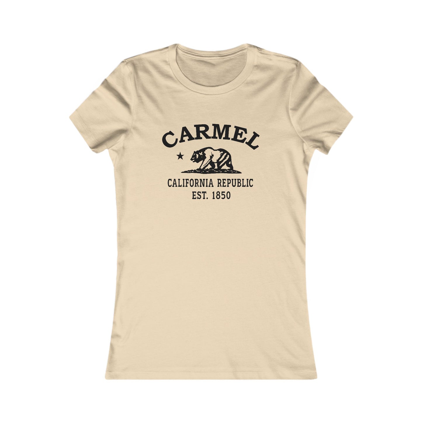 Carmel California Vintage Retro Womens Fitted Ringspun Cotton Tee - Black Logo