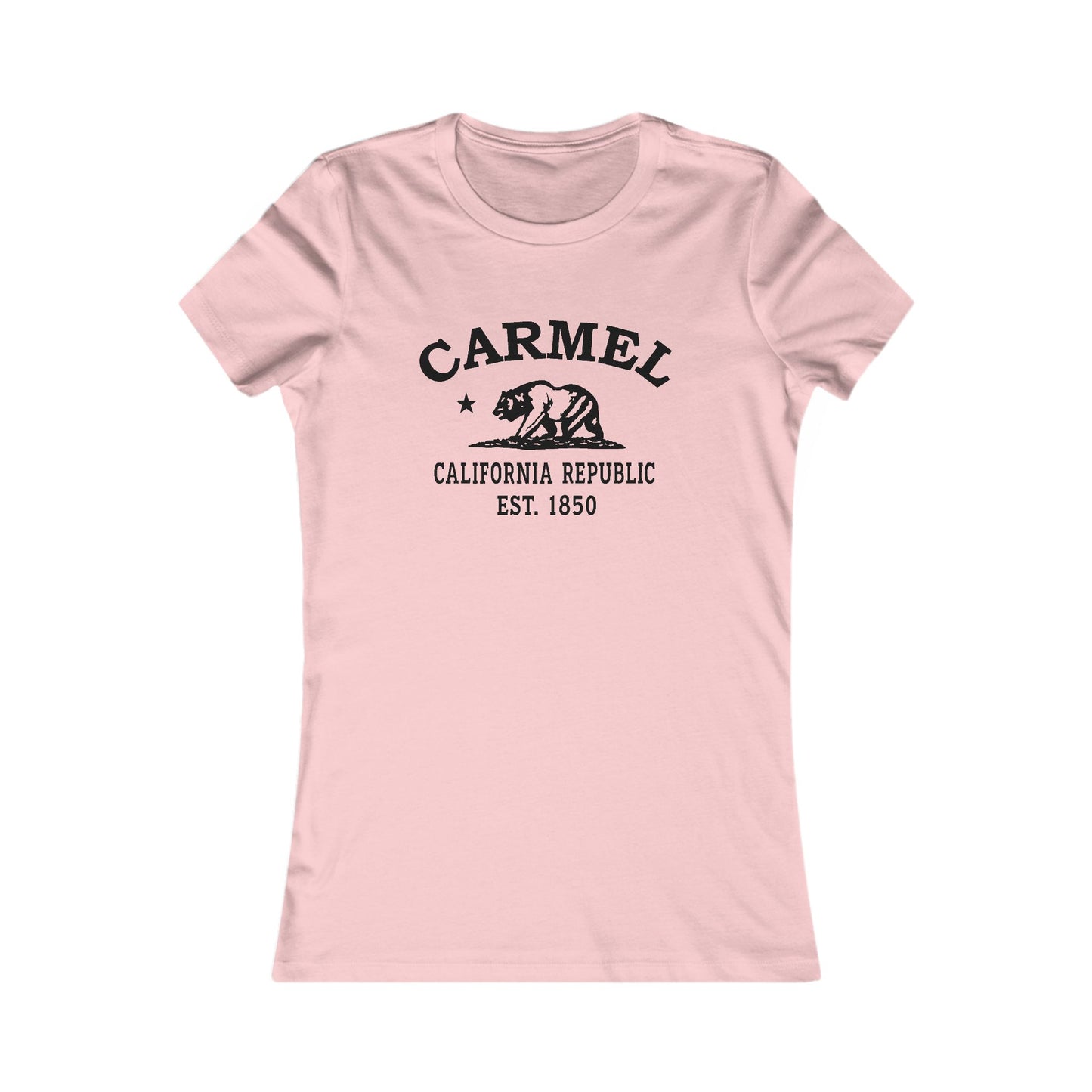 Carmel California Vintage Retro Womens Fitted Ringspun Cotton Tee - Black Logo