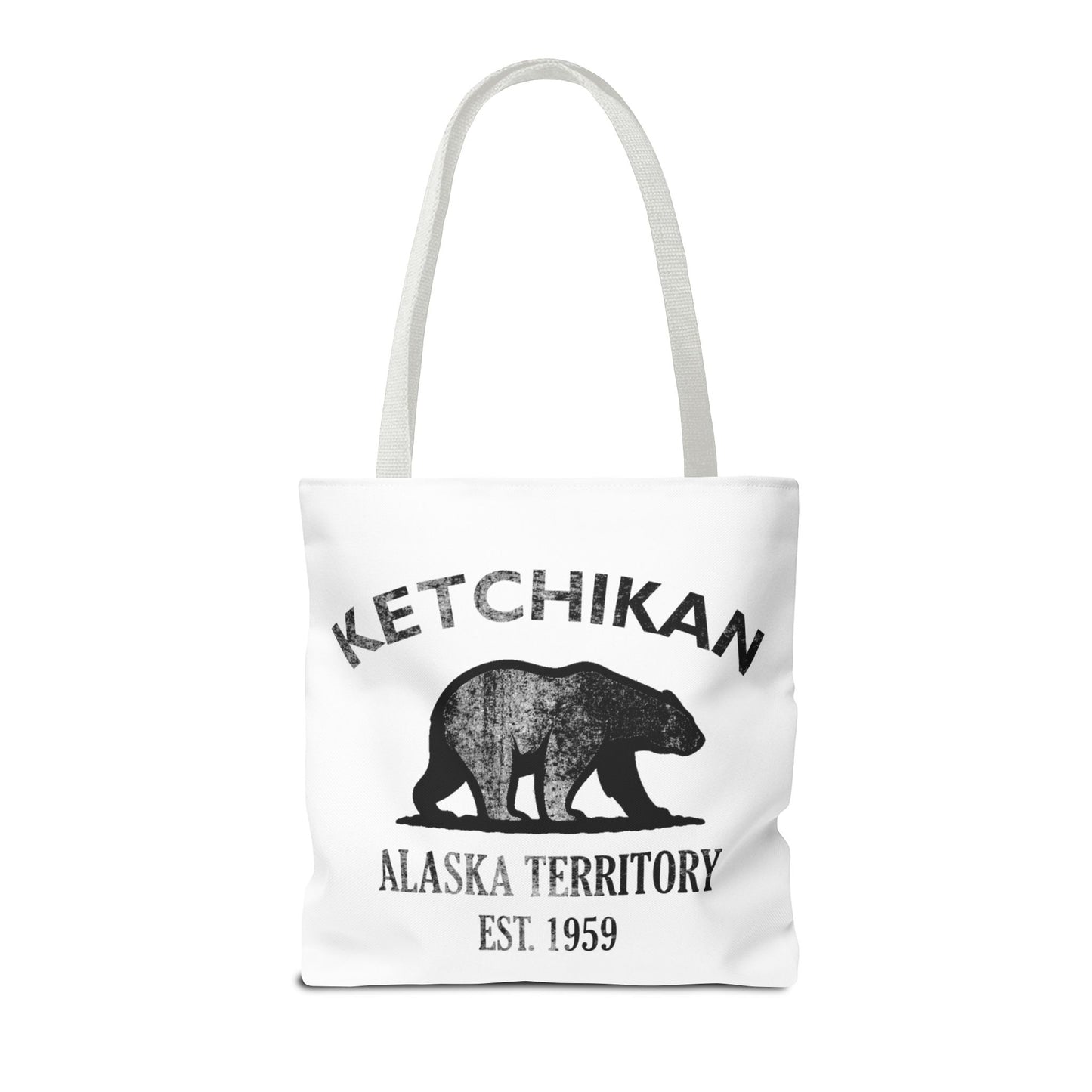 Ketchikan Alaska Vintage Retro Light Canvas Tote - Black Logo