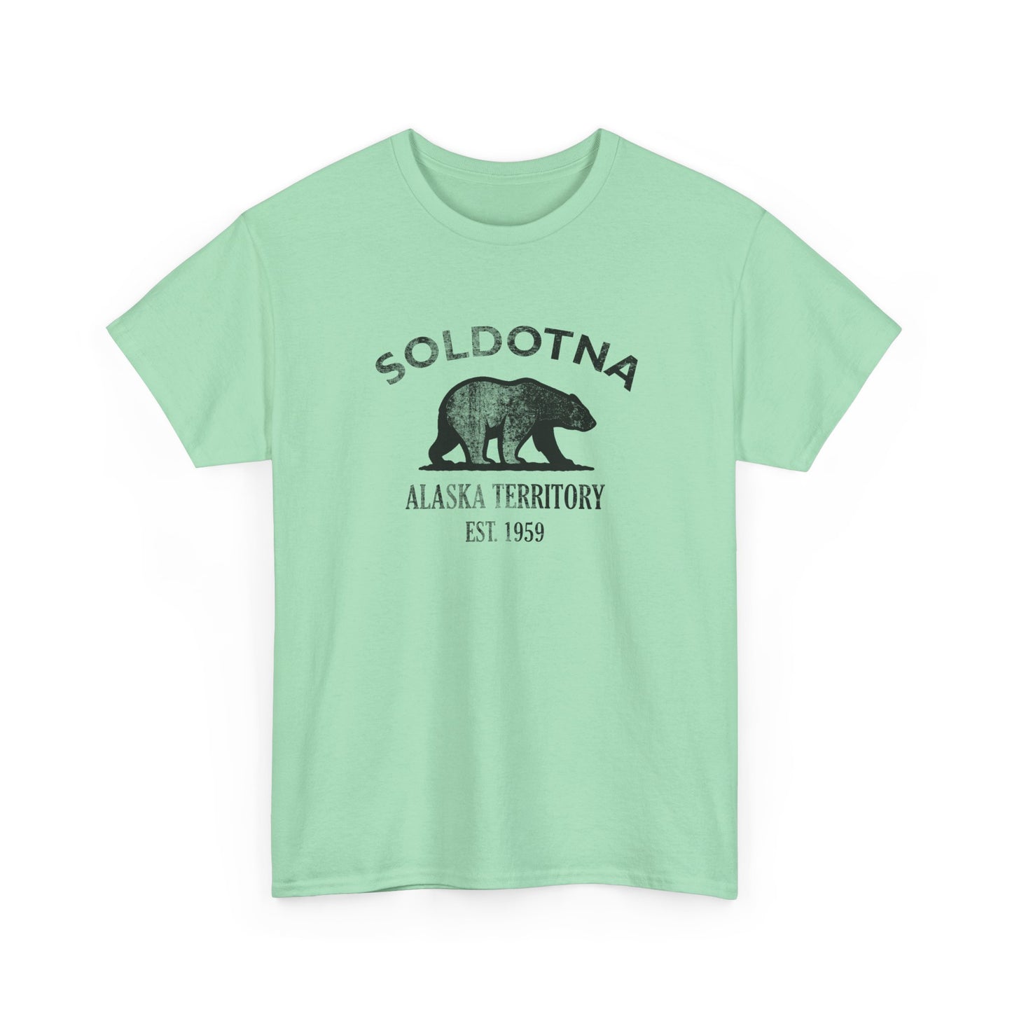 Soldotna Alaska Vintage Retro Unisex Heavy Cotton Tee - Black Logo
