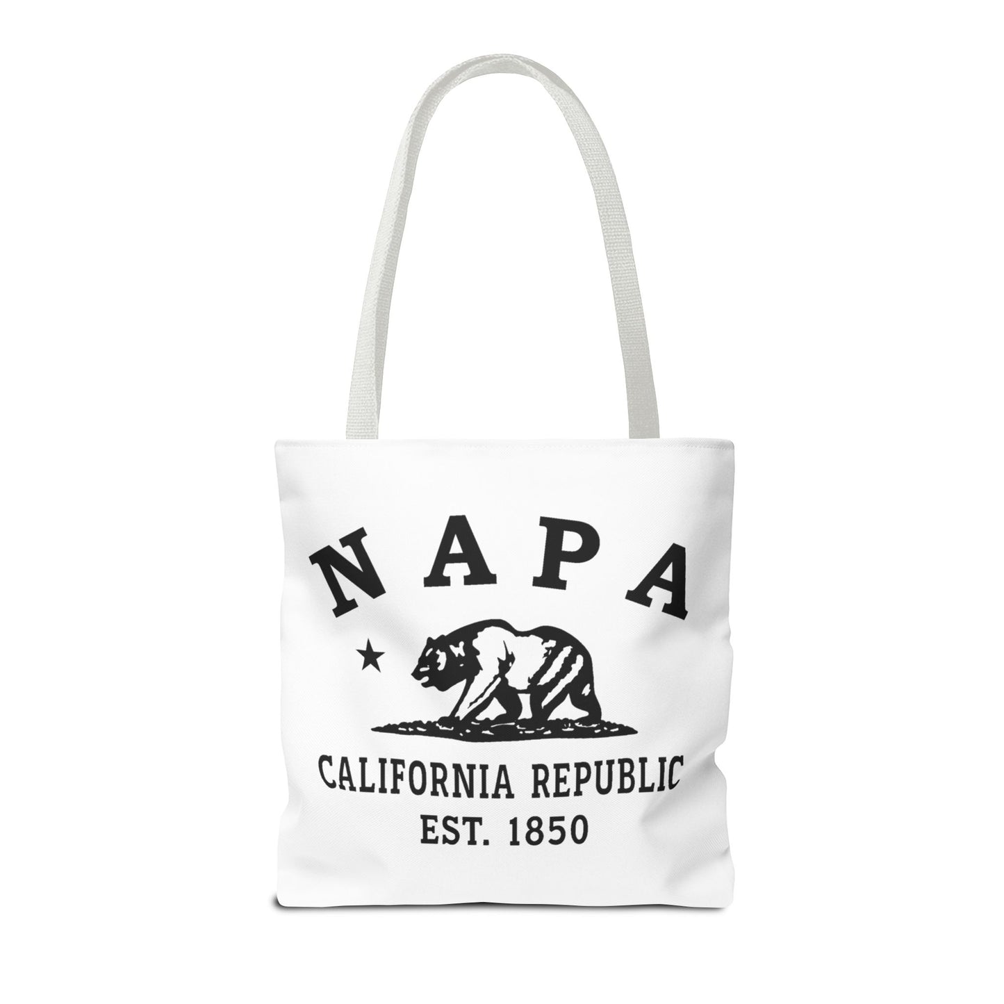 Napa California Vintage Retro Light Canvas Tote - Black Logo
