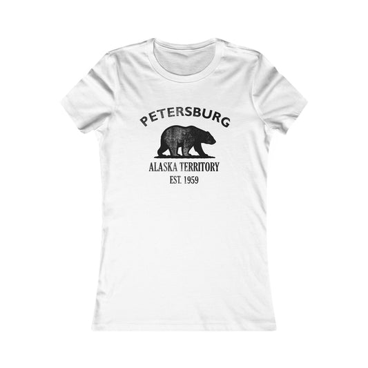 Petersburg Alaska Ringspun Cotten Fitted Vintage Retro Womens Tee - Black Logo