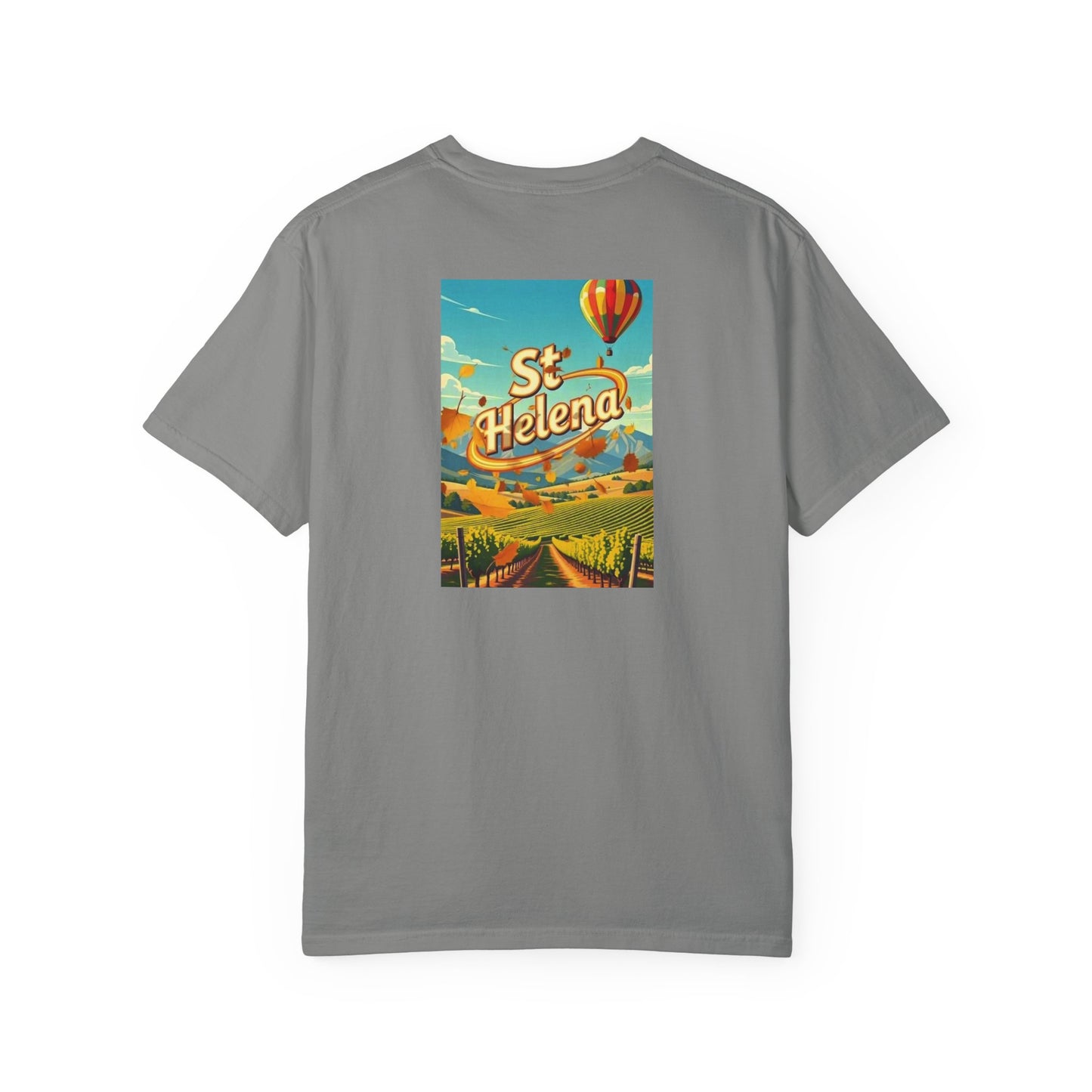 St Helena California Vintage Retro Back Printed Art Series Cotton Tee - Black Logo