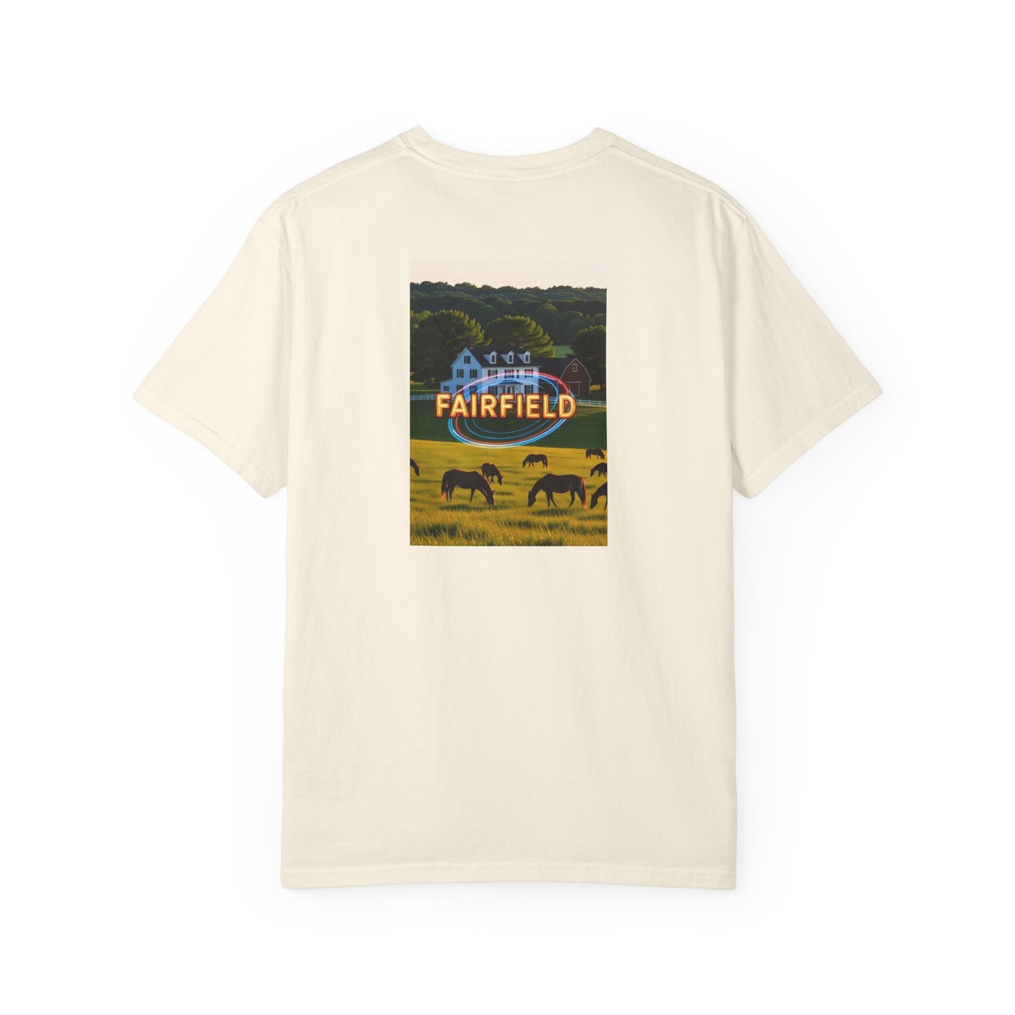 Fairfield Connecticut Vintage Retro Back Printed Art Series Cotton Tee - Black Logo