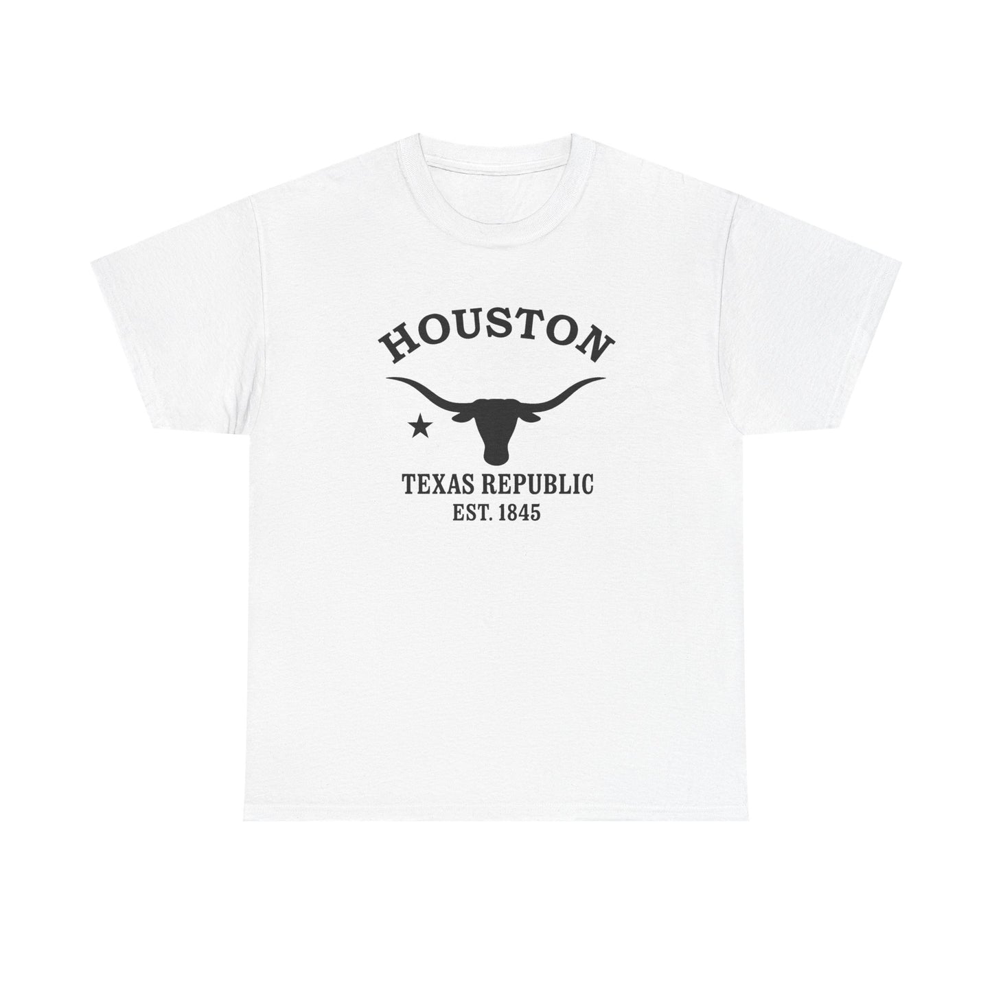 Houston Texas Vintage Retro Unisex Heavy Cotton Tee - Black Logo