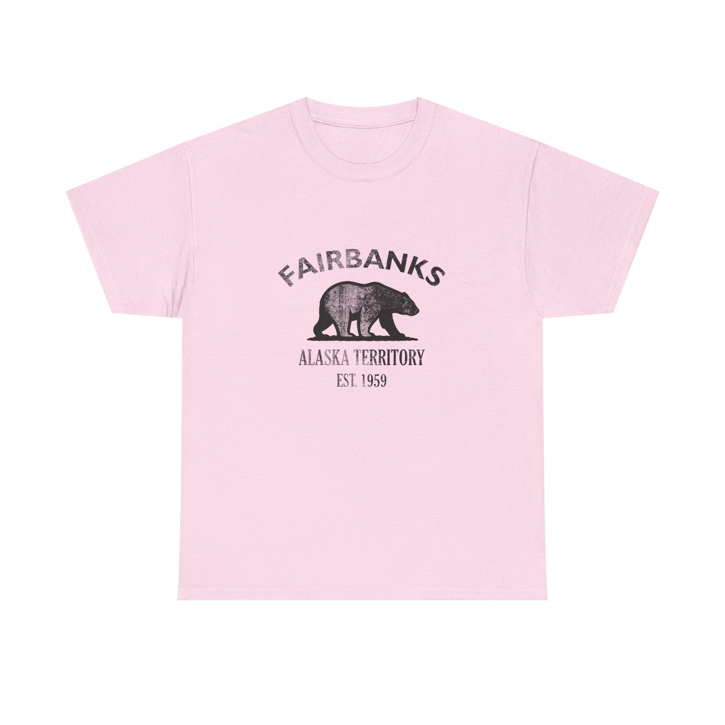 Fairbanks Alaska Vintage Retro Unisex Heavy Cotton Tee - Black Logo