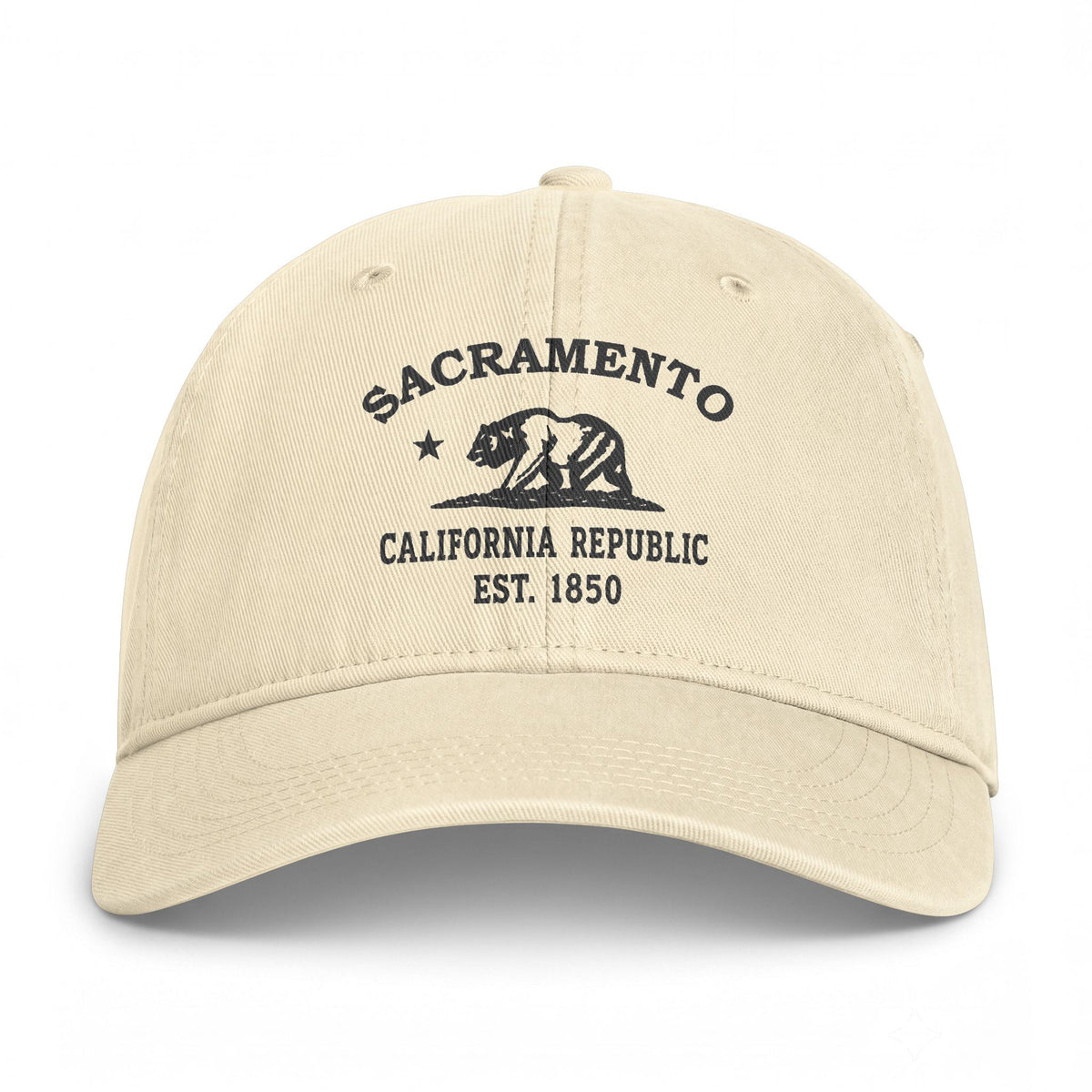 Sacramento California Distressed Cotton Cap - Charcoal Print Logo