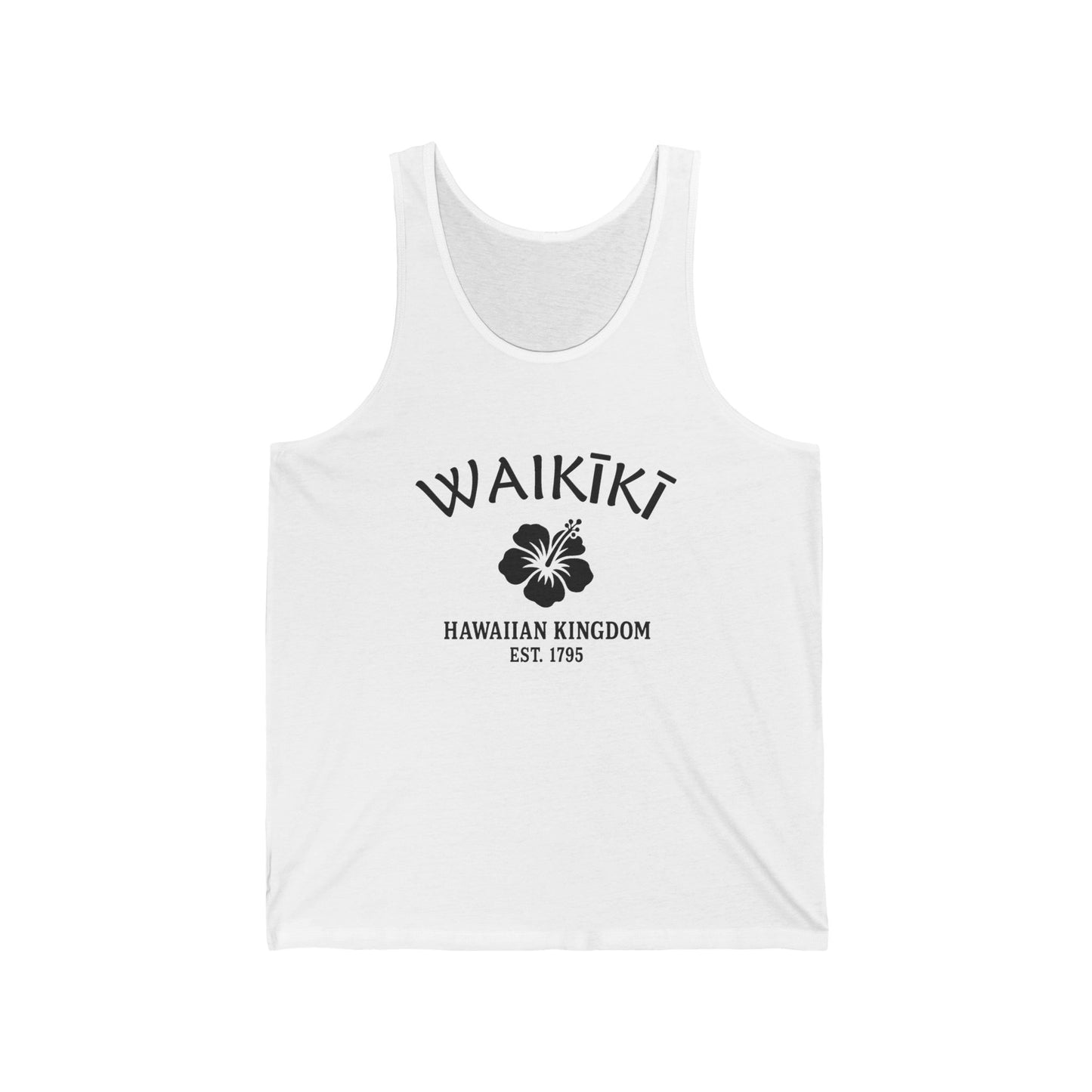 Waikiki Hawaii Vintage Retro Unisex Cotton Jersey Tank Top - Black Logo