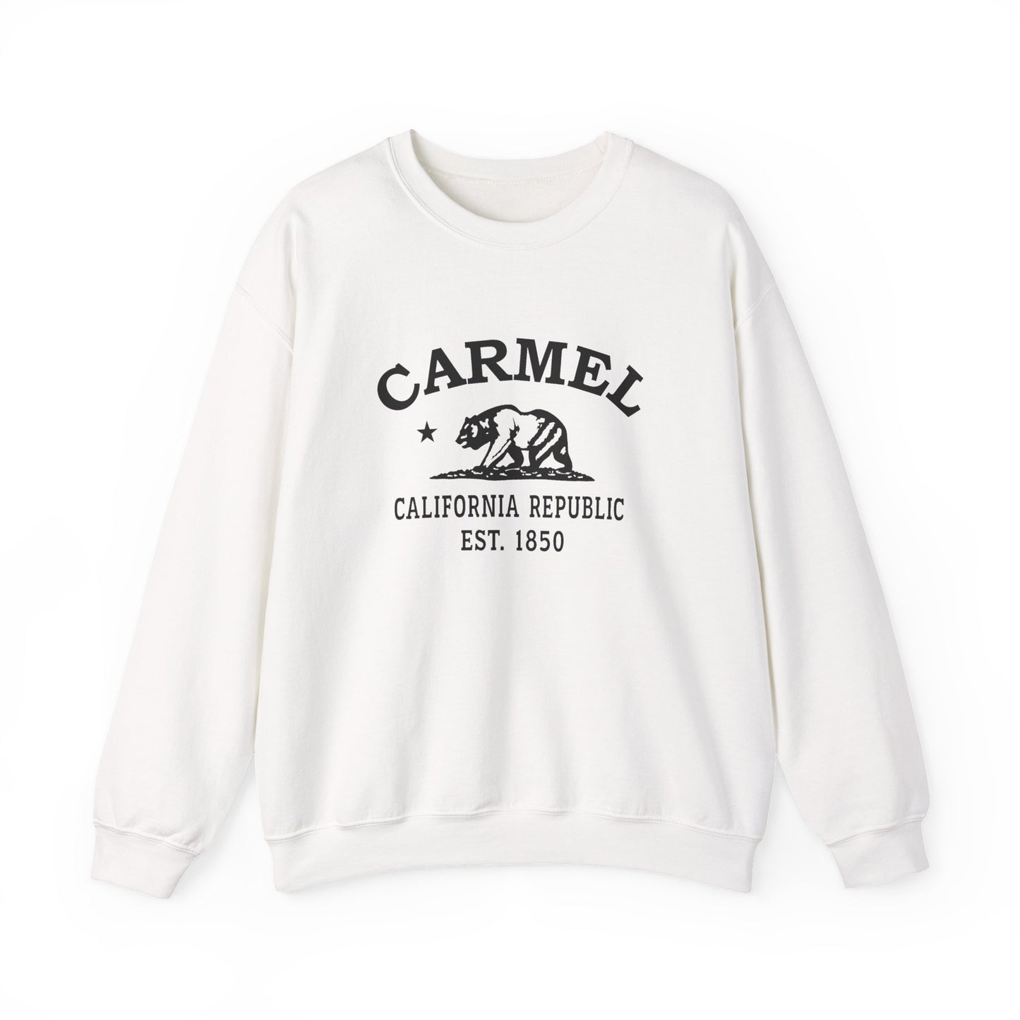 Carmel California Vintage Retro Unisex Heavy Crewneck Sweatshirt - Black Logo