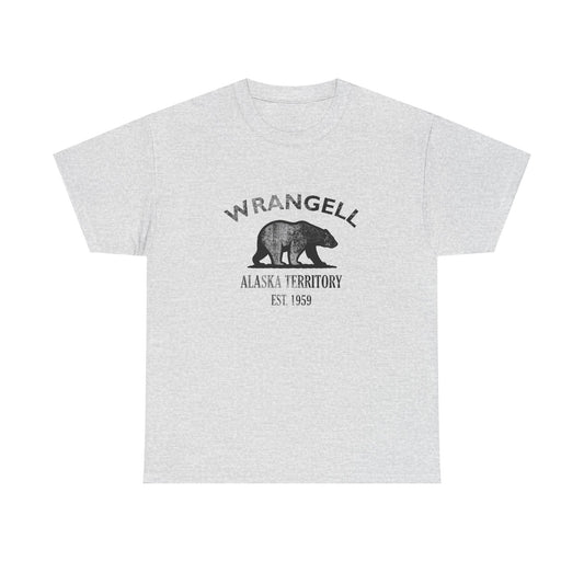 Wrangell Alaska Vintage Retro Unisex Heavy Cotton Tee - Black Logo