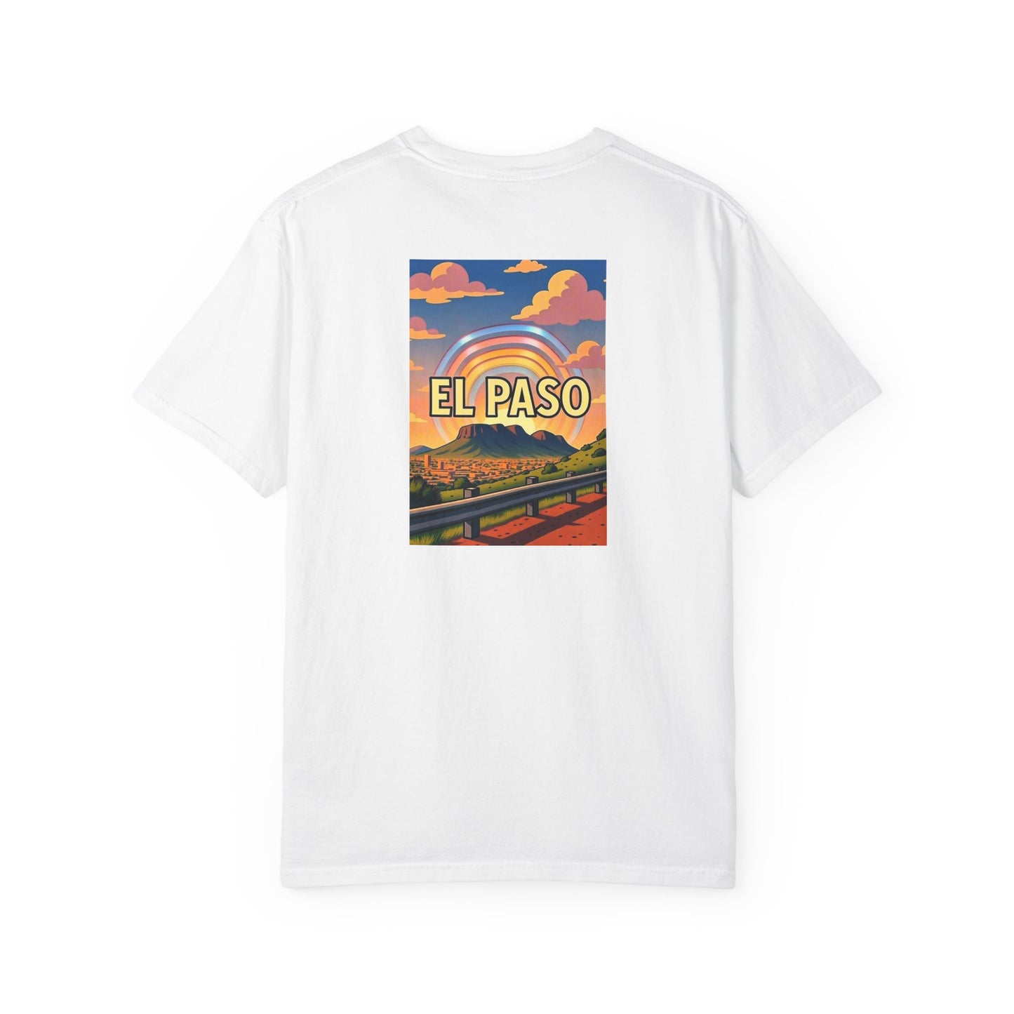 El Paso Texas Vintage Retro Back Printed Art Series Cotton Tee - Black Logo