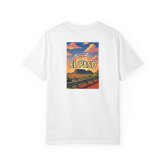 El Paso Texas Vintage Retro Back Printed Art Series Cotton Tee - Black Logo