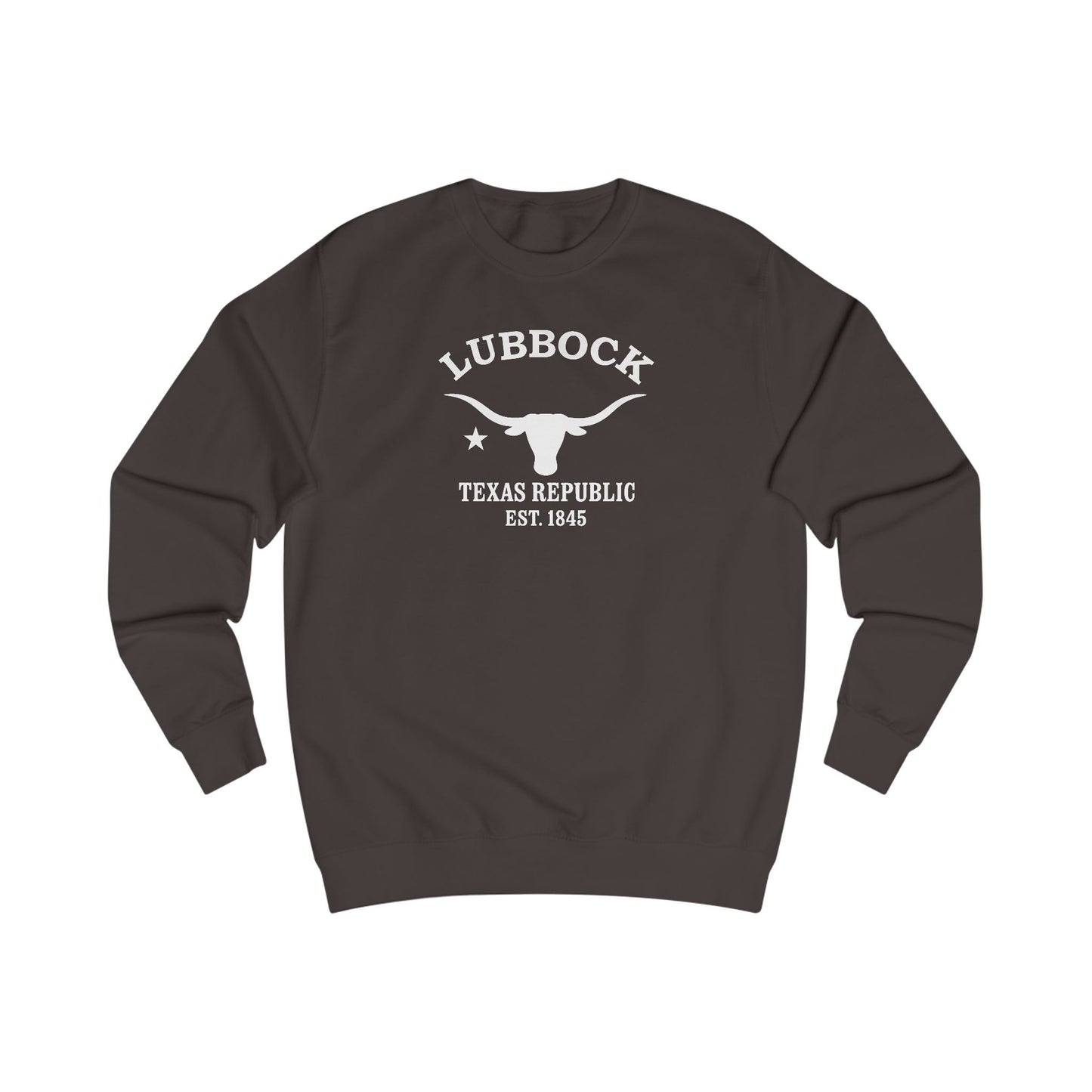 Lubbock Texas Vintage Retro Premium Crewneck Sweatshirt - White Logo - Bottle Green