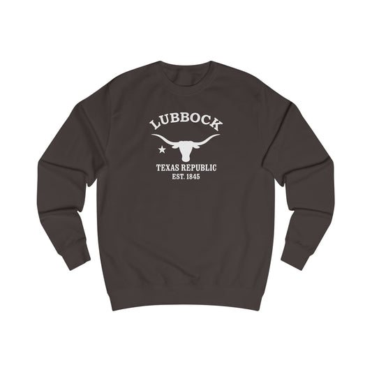 Lubbock Texas Vintage Retro Premium Crewneck Sweatshirt - White Logo - Bottle Green
