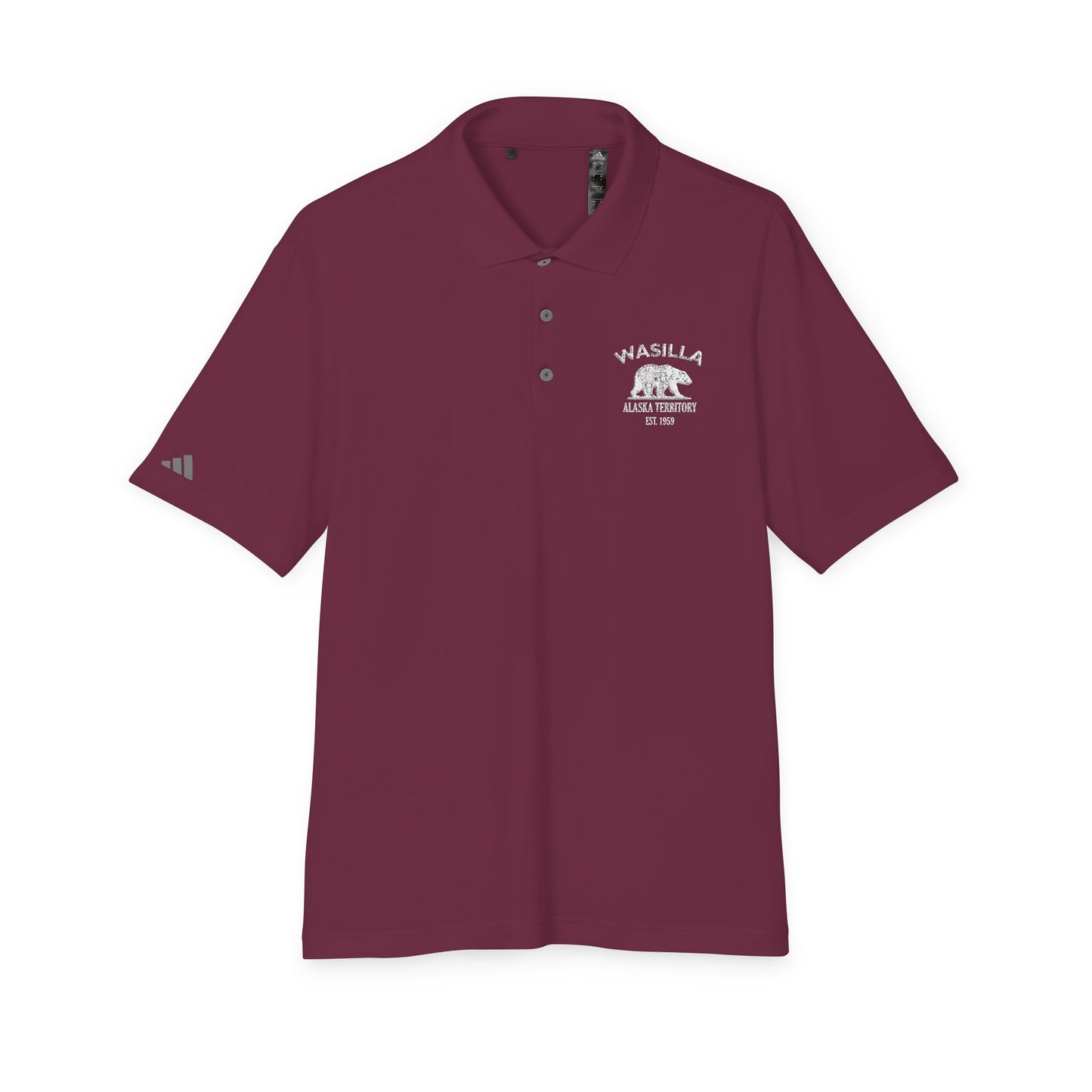 Wasilla Alaska Embroidered Vintage Retro Performance Polo Shirt - White Logo
