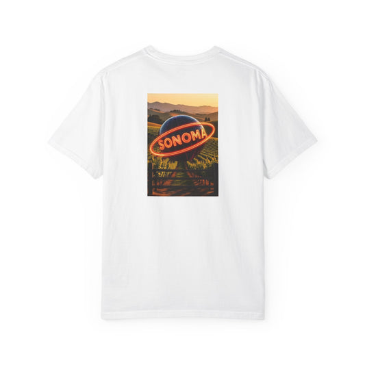 Sonoma California Vintage Retro Back Printed Art Series Cotton Tee - Black Logo