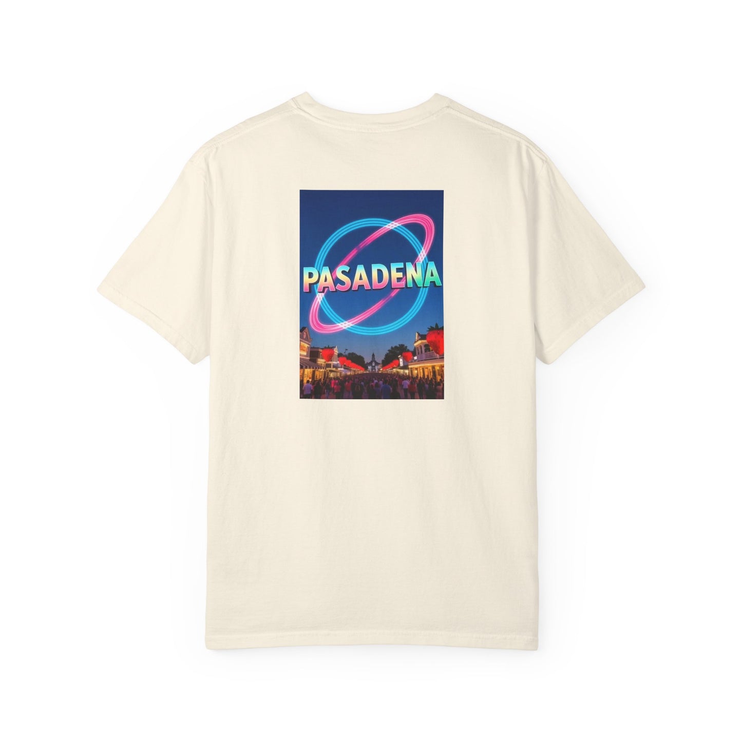 Pasadena Texas Vintage Retro Back Printed Art Series Cotton Tee - Black Logo