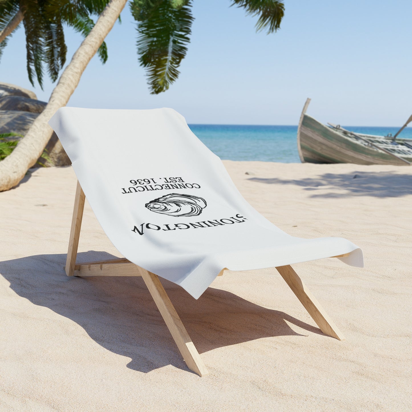Stonington Connecticut Vintage Retro Beach Towel - Black Logo