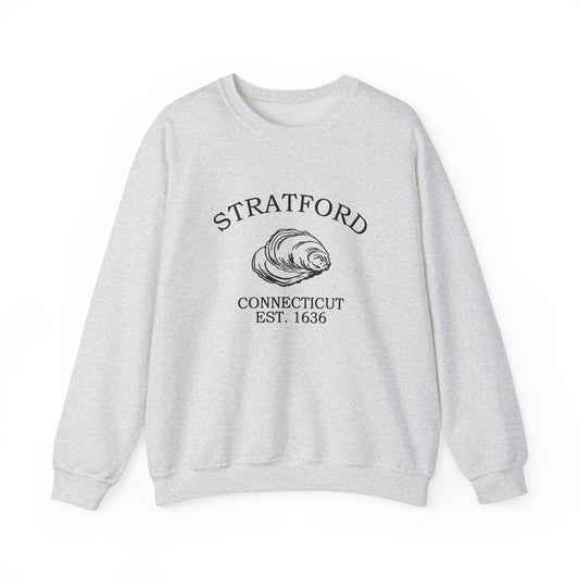 Stratford Connecticut Vintage Retro Unisex Heavy Crewneck Sweatshirt - Black Logo
