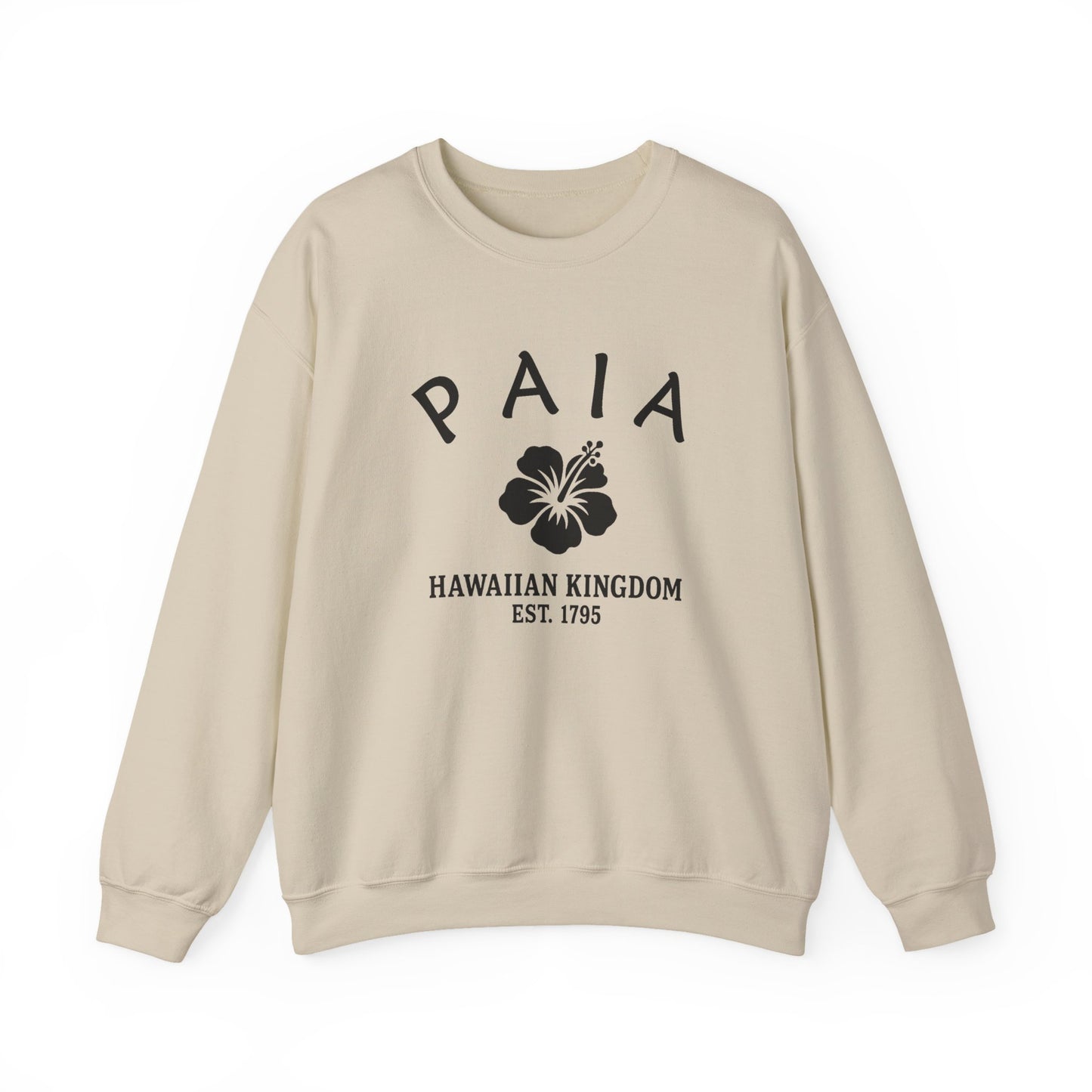 Paia Hawaii Vintage Retro Unisex Heavy Crewneck Sweatshirt - Black Logo
