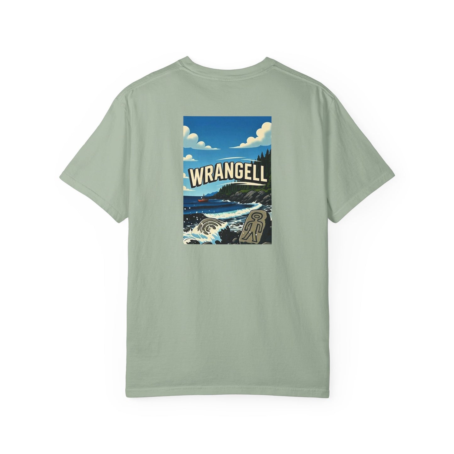 Wrangell Alaska Vintage Retro Back Printed Art Series Cotton Tee - Black Logo