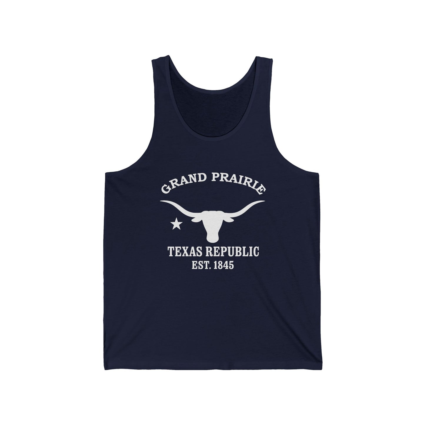 Grand Prairie Texas Unisex Cotton Jersey Tank Top - White Logo