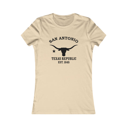 San Antonio Texas Vintage Retro Womens Fitted Ringspun Cotton Tee - Black Logo