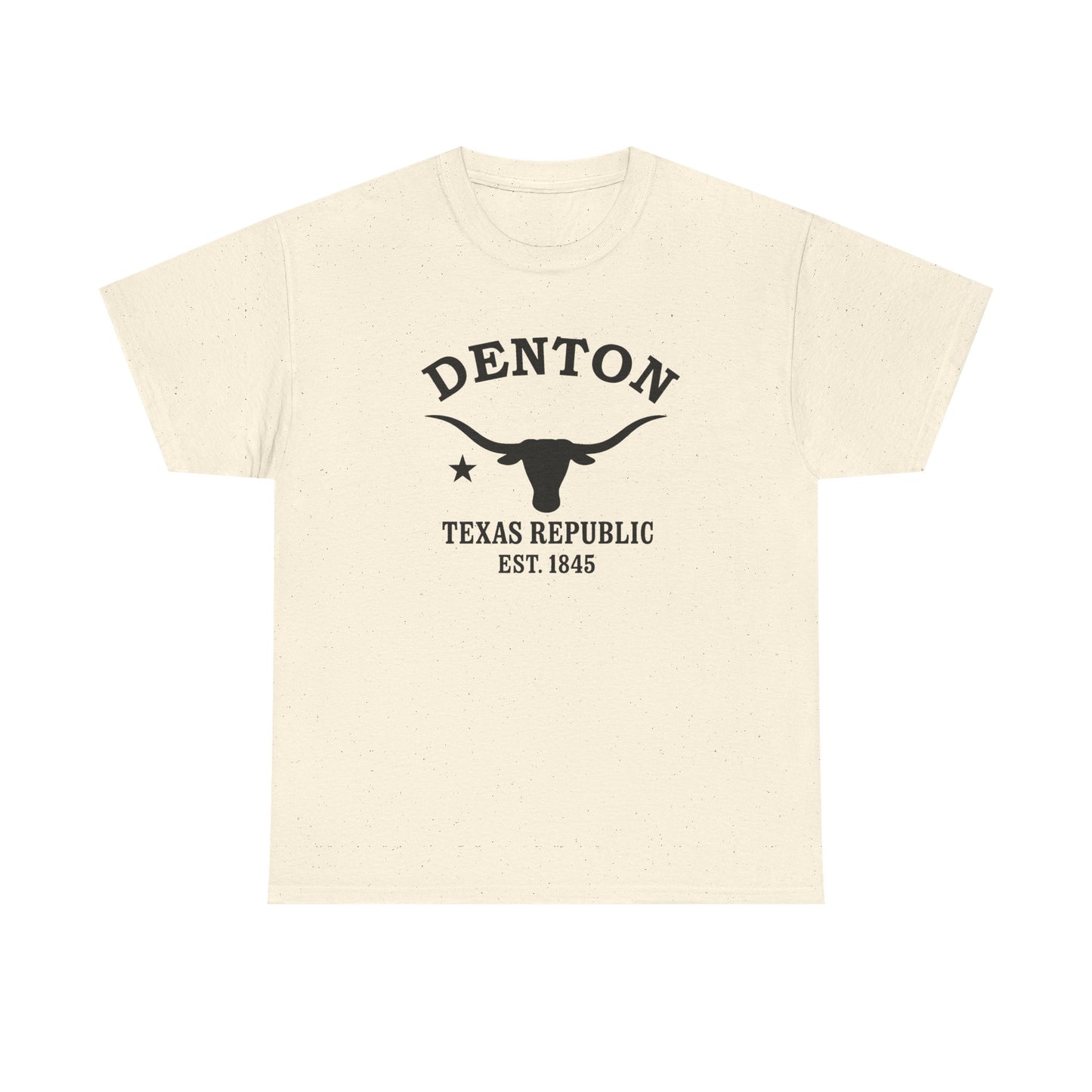 Denton Texas Vintage Retro Unisex Heavy Cotton Tee - Black Logo