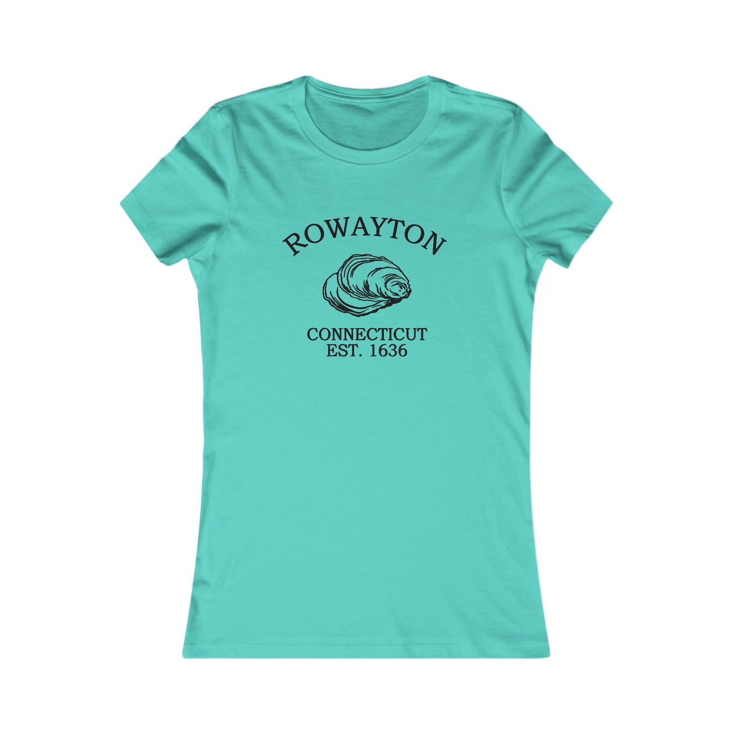 Rowayton Connecticut Vintage Retro Womens Fitted Ringspun Cotton Tee - Black Logo