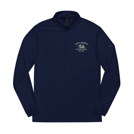Palm Springs California Vintage Retro Quarter-Zip Embroidered Pullover - White Logo