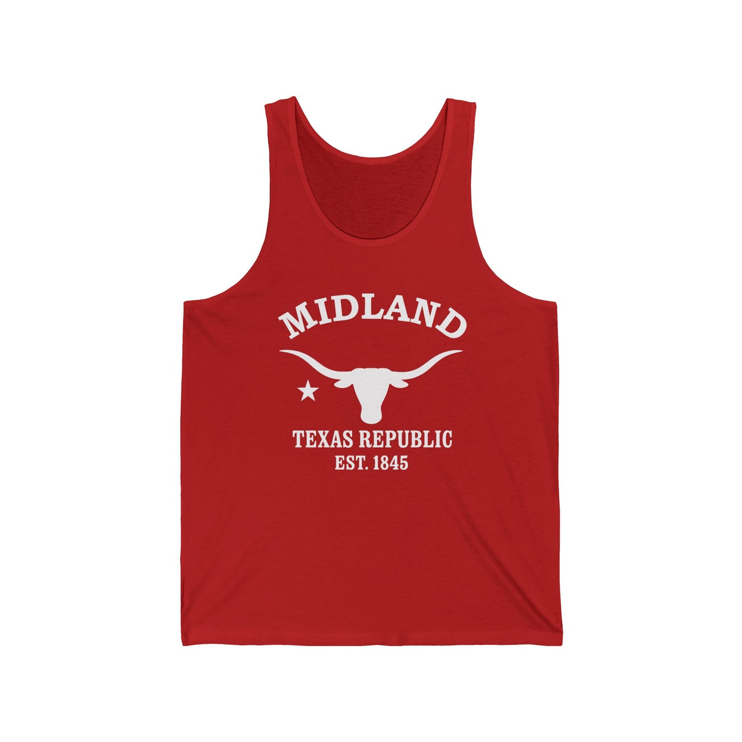Midland Texas Unisex Cotton Jersey Tank Top - White Logo