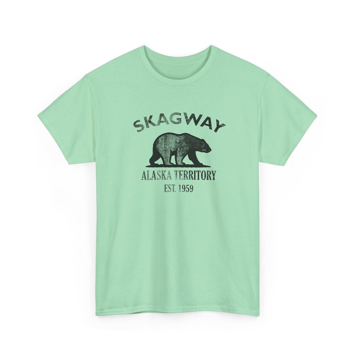 Skagway Alaska Vintage Retro Unisex Heavy Cotton Tee - Black Logo