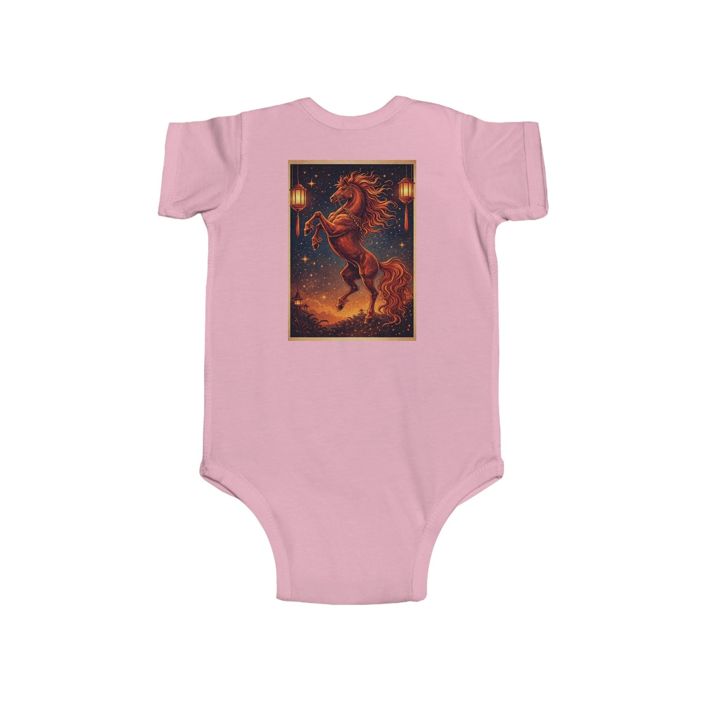 Zodiac Year of the Horse (2025+) Vintage Retro Art SeriesCotton Jersey Baby Bodysuit - Combo Logo