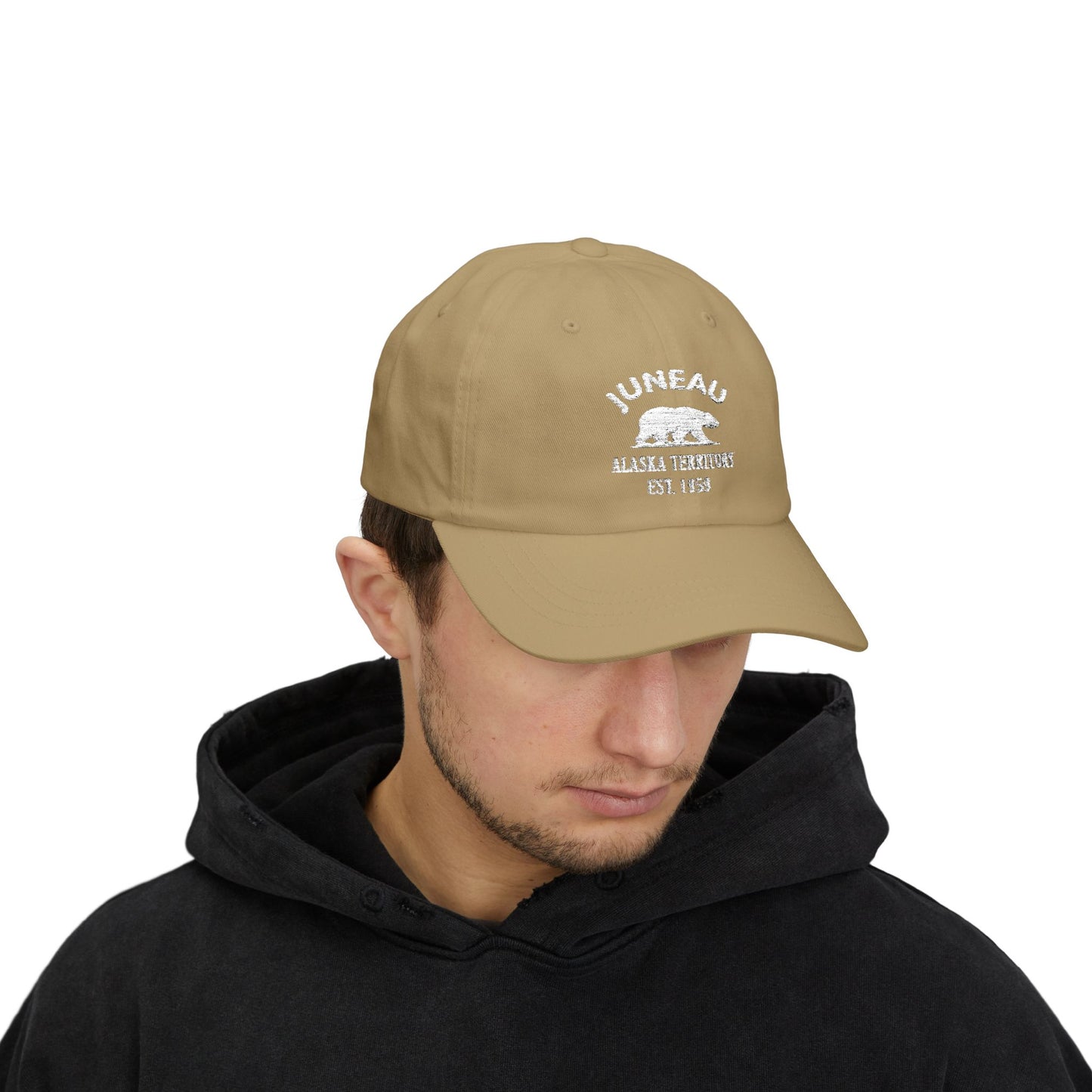 Juneau Alaska Classic Embroidered Vintage Retro Cotton Cap - White Logo