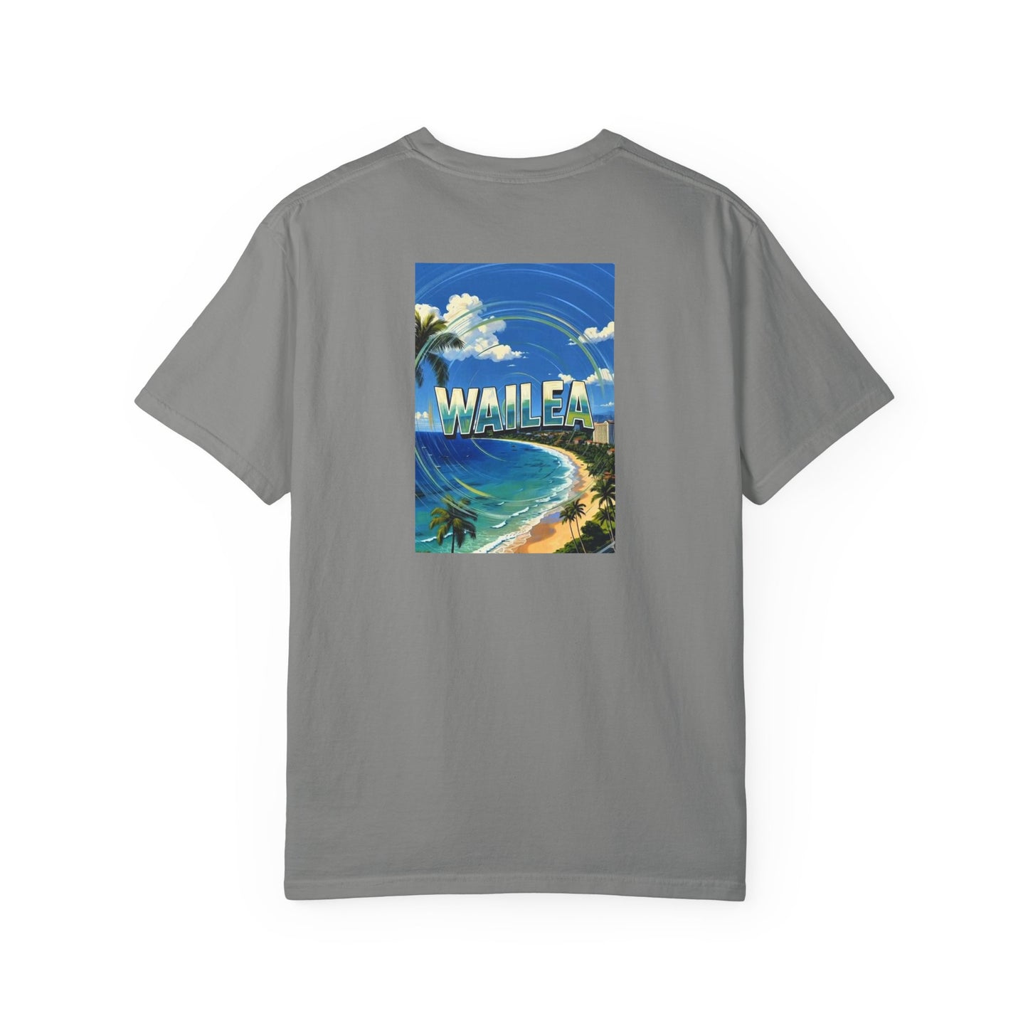 Wailea Hawaii Vintage Retro Back Printed Art Series Cotton Tee - Black Logo