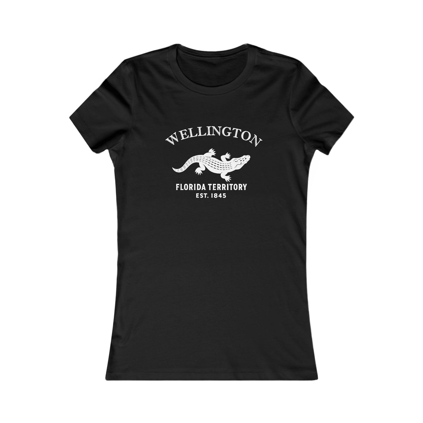 Wellington Florida Vintage Retro Womens Fitted Ringspun Cotton Tee - White Logo