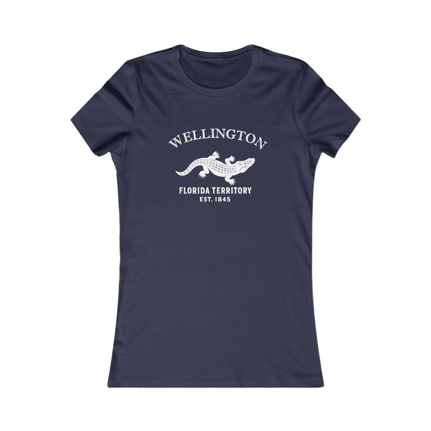 Wellington Florida Vintage Retro Womens Fitted Ringspun Cotton Tee - White Logo