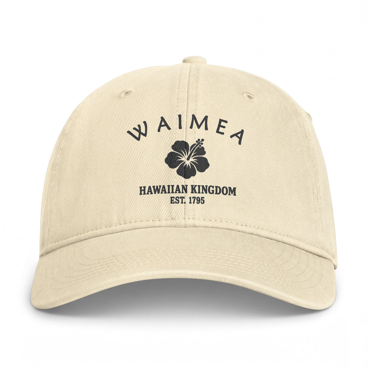 Waimea Hawaii Distressed Cotton Cap - Charcoal Print Logo